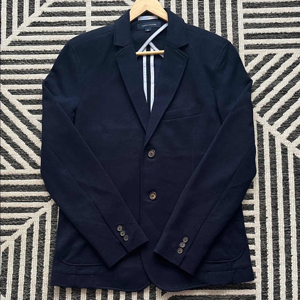 Tommy Classic Hamptons Navy Blazer | Jersey Cotton { M / Fits Men 38R to 40R }